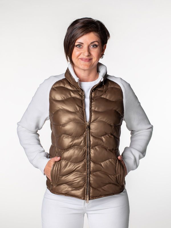 Sendai Ladies Knitted Down Leather Jacket